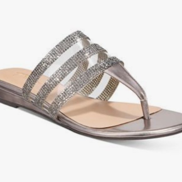 Thalia Sodi Idina Pewter Flat Sandals 7M - Picture 1 of 1